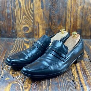 Hugo Boss CARL 50130569 Black Leather Horse Bit‎ Loafers Men Shoes Size US 10.5